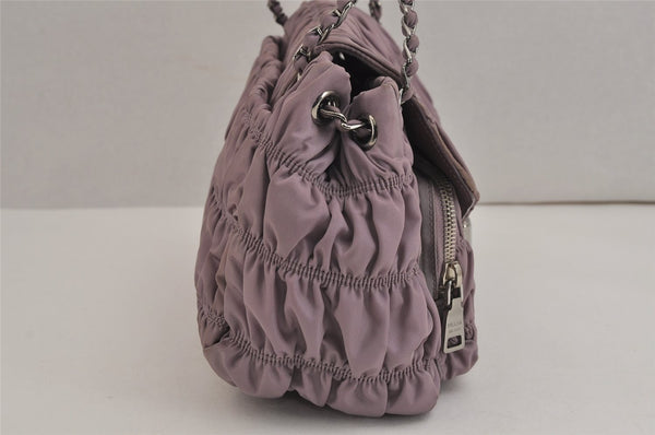 Authentic PRADA Tessuto Gaufre Nylon Chain Shoulder Hand Bag Purple 4829J