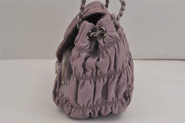 Authentic PRADA Tessuto Gaufre Nylon Chain Shoulder Hand Bag Purple 4829J