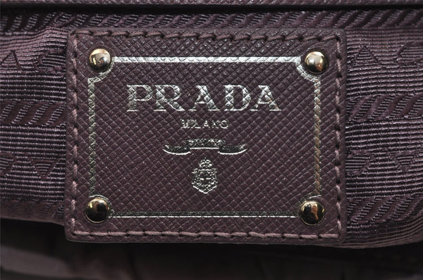 Authentic PRADA Tessuto Gaufre Nylon Chain Shoulder Hand Bag Purple 4829J