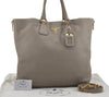 Authentic PRADA Leather Nappa 2Way Shoulder Tote Bag BN2419 Gray 4830J