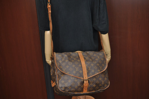 Authentic Louis Vuitton Monogram Saumur 35 Shoulder Cross Bag M42254 LV 4832H