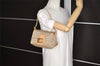 Authentic FENDI Zucchino Mamma Baguette Shoulder Bag Canvas Leather Beige 4833J