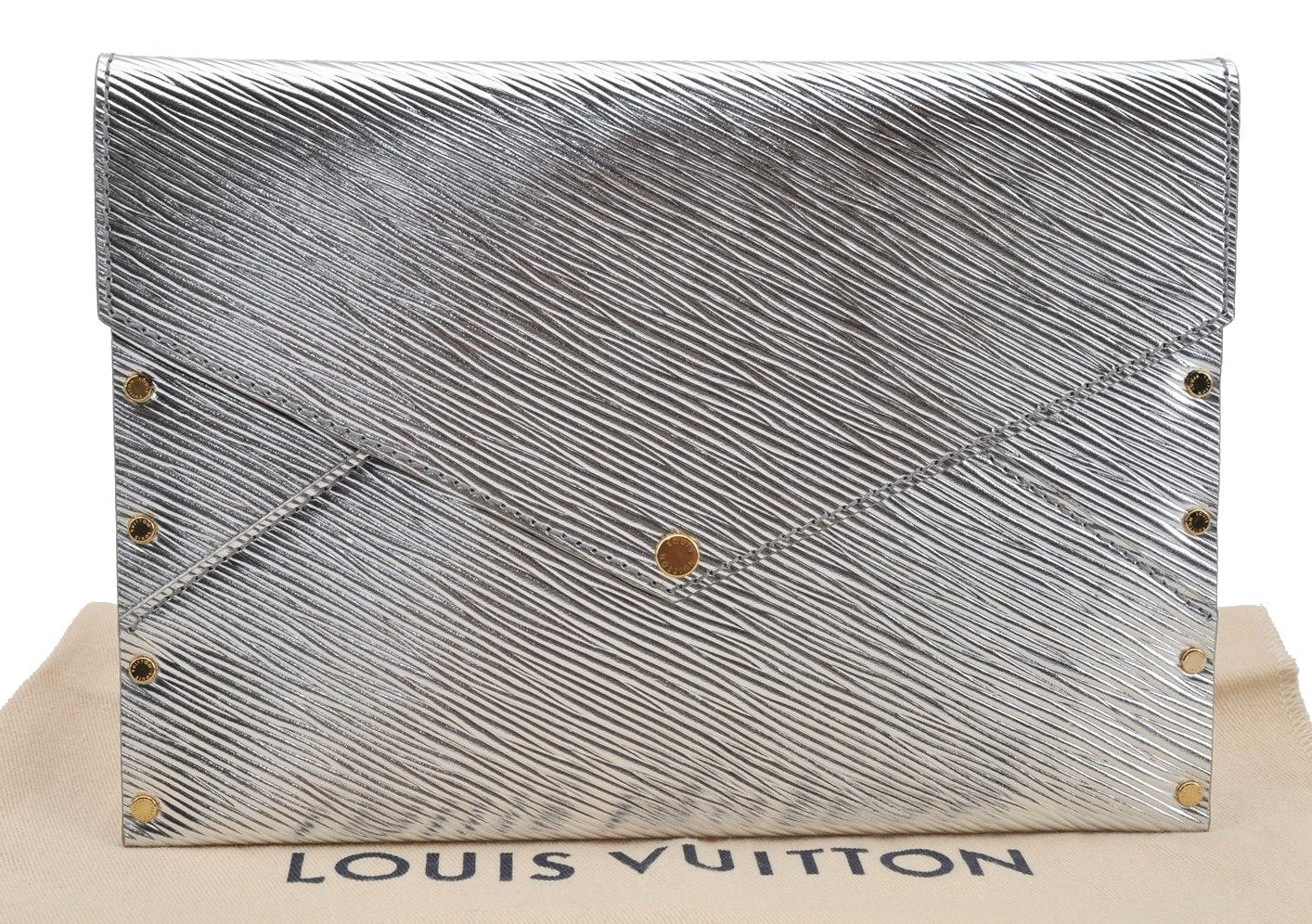 Authentic Louis Vuitton Epi Letter Case Clutch Bag Purse Silver LV 4837J