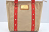 Authentic Louis Vuitton Antigua Cabas MM Tote Bag Beige Red M40035 LV 4839J