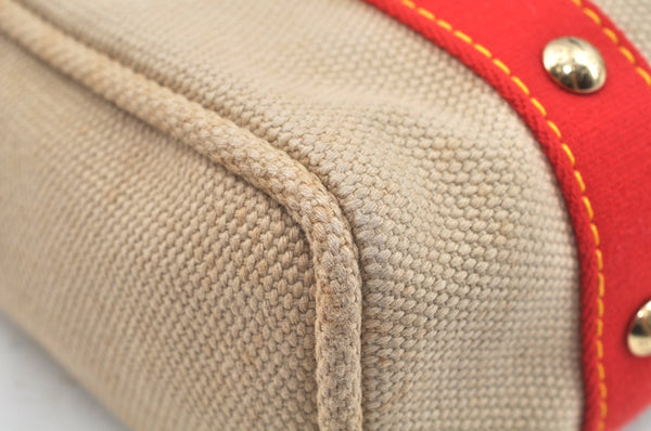 Authentic Louis Vuitton Antigua Cabas MM Tote Bag Beige Red M40035 LV 4839J