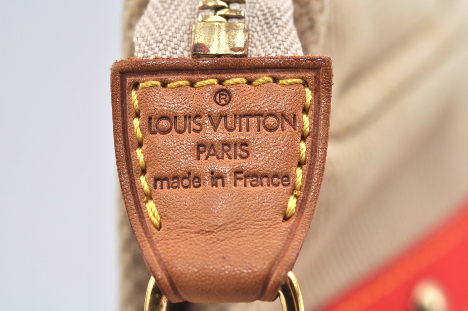 Authentic Louis Vuitton Antigua Cabas MM Tote Bag Beige Red M40035 LV 4839J