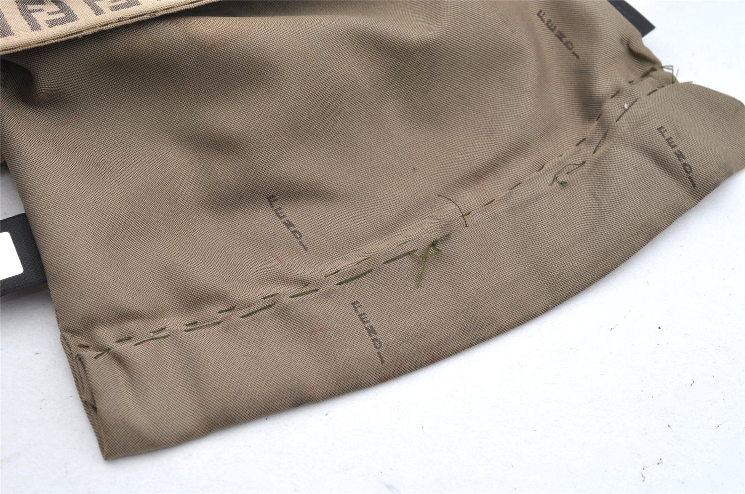Authentic FENDI Vintage Zucchino Hand Bag Canvas Leather Beige 4841I