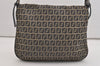 Authentic FENDI Zucchino Mamma Baguette Shoulder Bag Canvas Leather Navy 4841J