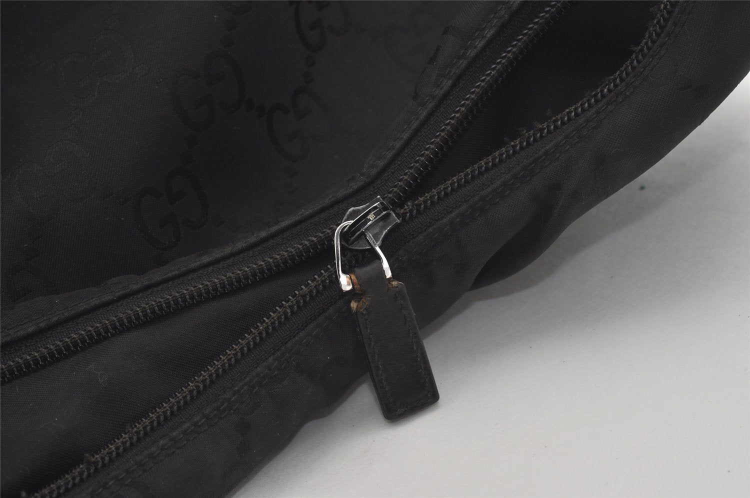 Authentic GUCCI Shoulder Hand Bag GG Nylon Leather 0013380 Black Junk 4847I