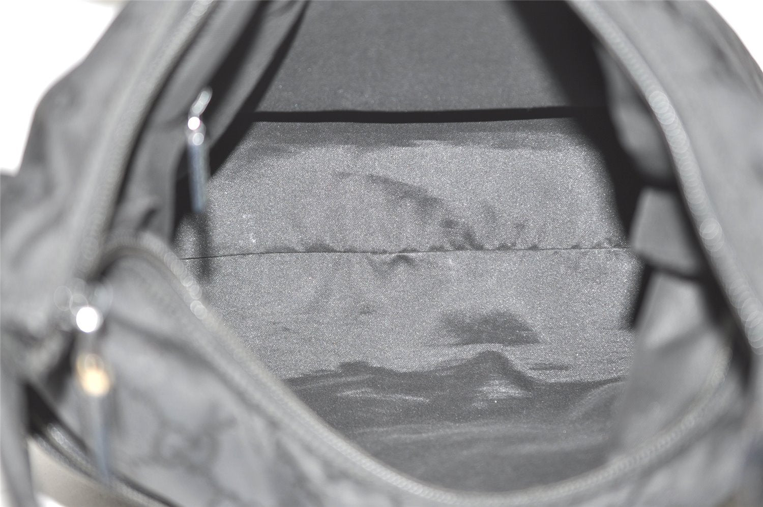 Authentic GUCCI Shoulder Hand Bag GG Nylon Leather 0013380 Black Junk 4847I