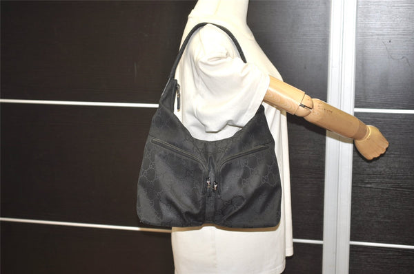 Authentic GUCCI Shoulder Hand Bag GG Nylon Leather 0013380 Black Junk 4847I