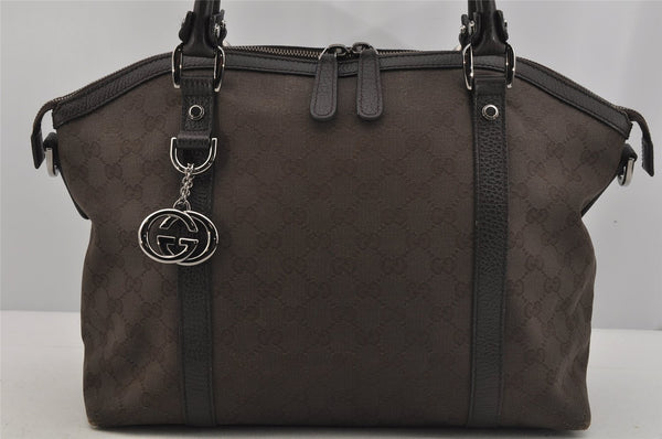 Authentic GUCCI 2Way Shoulder Tote Bag GG Canvas Leather 341503 Brown 4848J