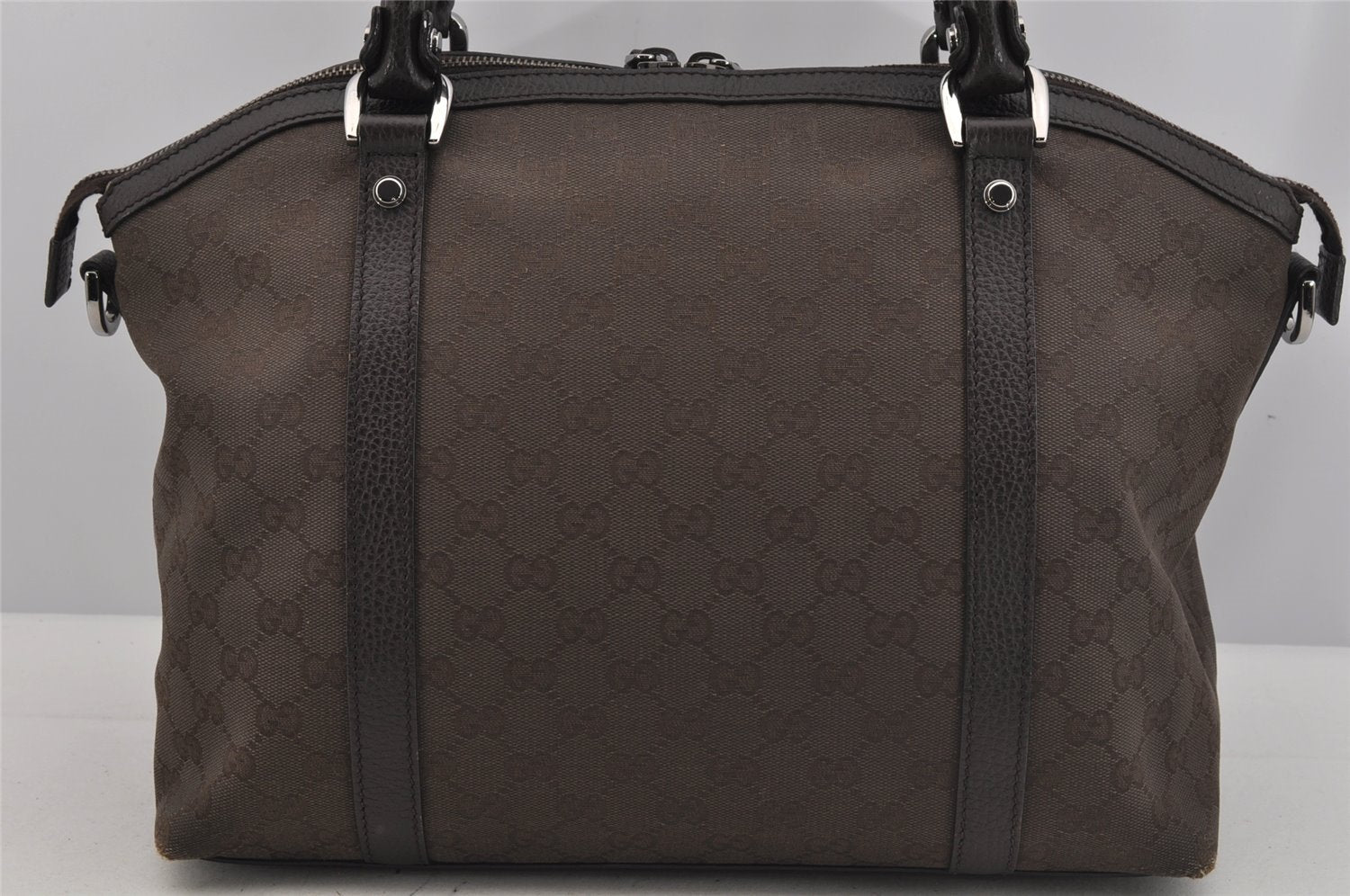 Authentic GUCCI 2Way Shoulder Tote Bag GG Canvas Leather 341503 Brown 4848J