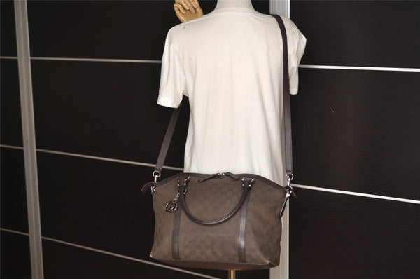 Authentic GUCCI 2Way Shoulder Tote Bag GG Canvas Leather 341503 Brown 4848J