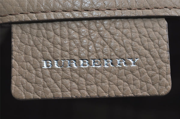 Authentic BURBERRY Vintage Leather Hand Boston Bag Beige 4849I