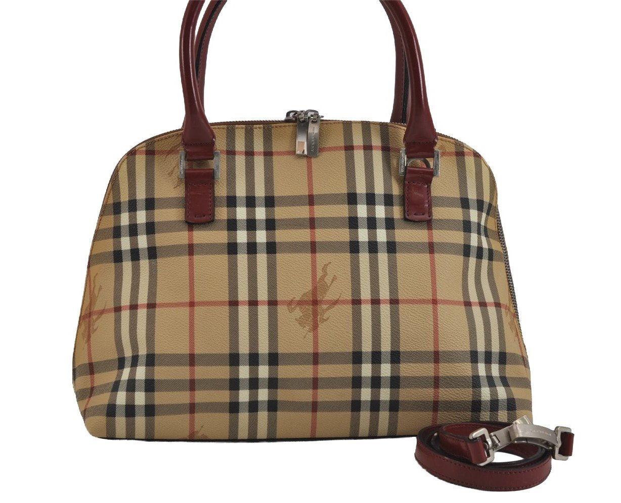 Authentic BURBERRY Nova Check PVC Leather 2Way Shoulder Hand Bag Beige 4850J