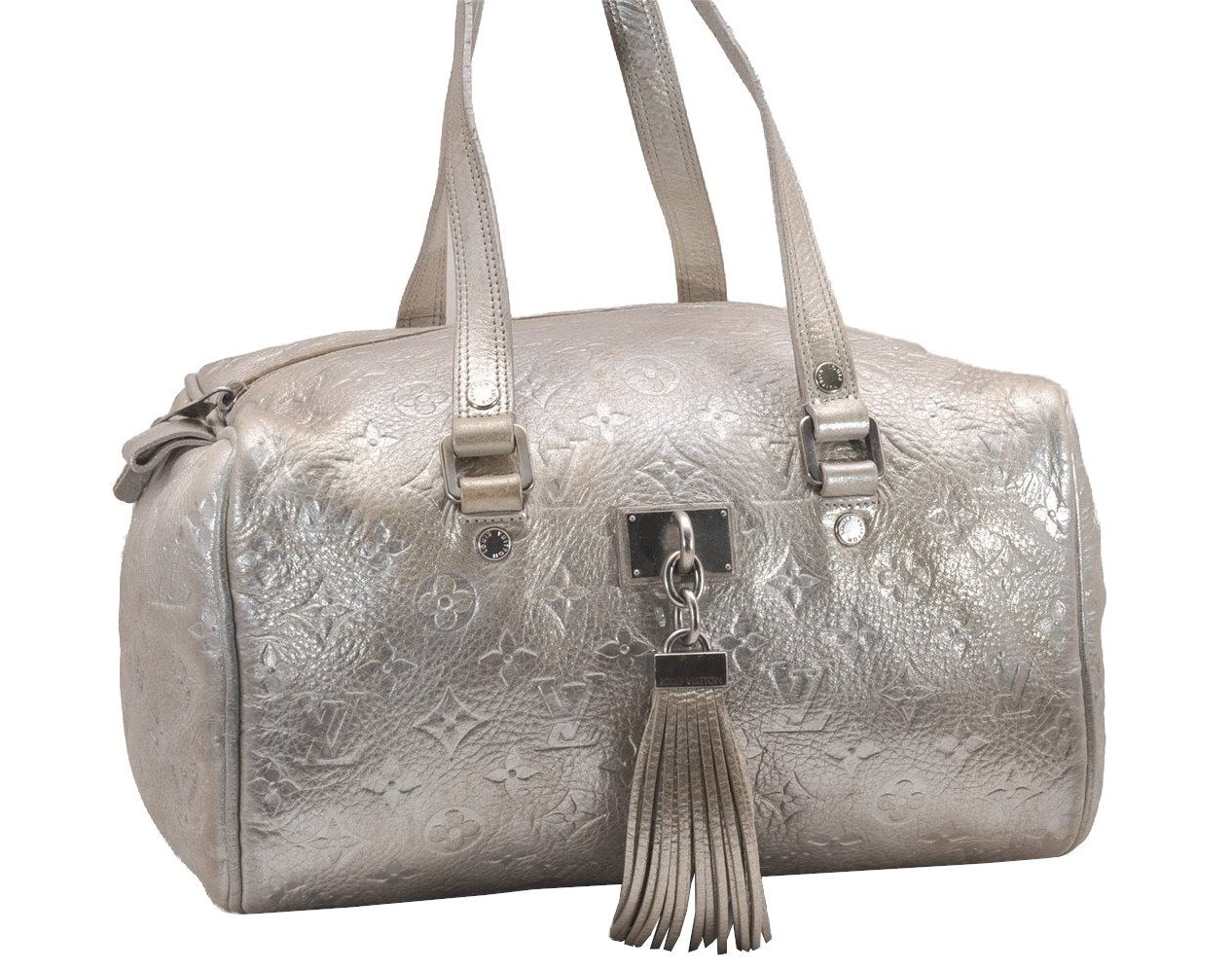 Authentic Louis Vuitton Monogram Shimmer Comete Hand Bag Silver M95817 LV 4851J