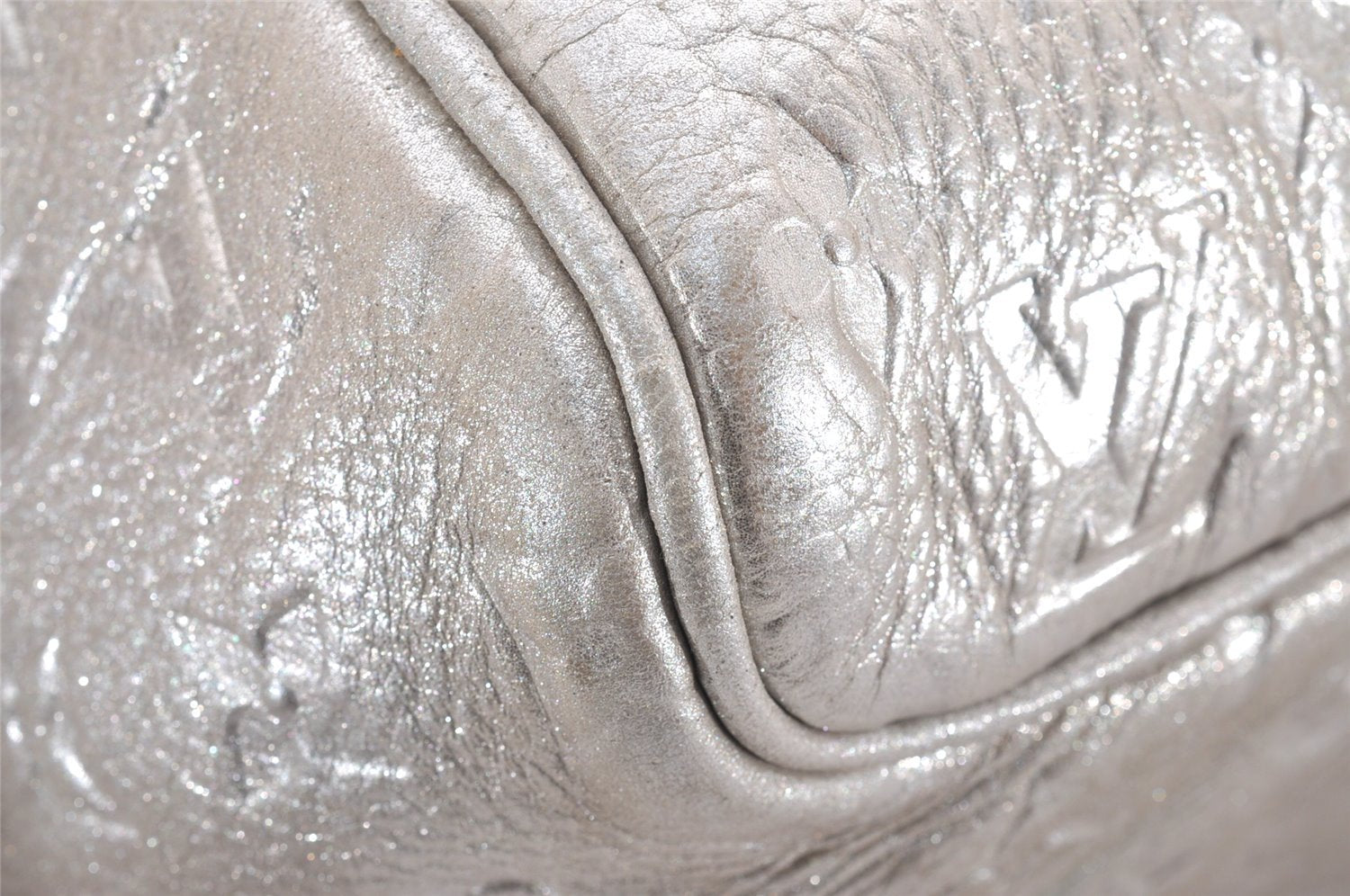 Authentic Louis Vuitton Monogram Shimmer Comete Hand Bag Silver M95817 LV 4851J