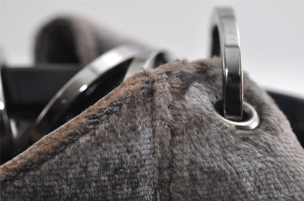 Authentic GUCCI Vintage Plastic Shoulder Hand Bag Velour 0013750 Gray 4853I