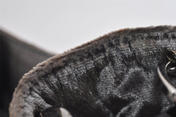 Authentic GUCCI Vintage Plastic Shoulder Hand Bag Velour 0013750 Gray 4853I