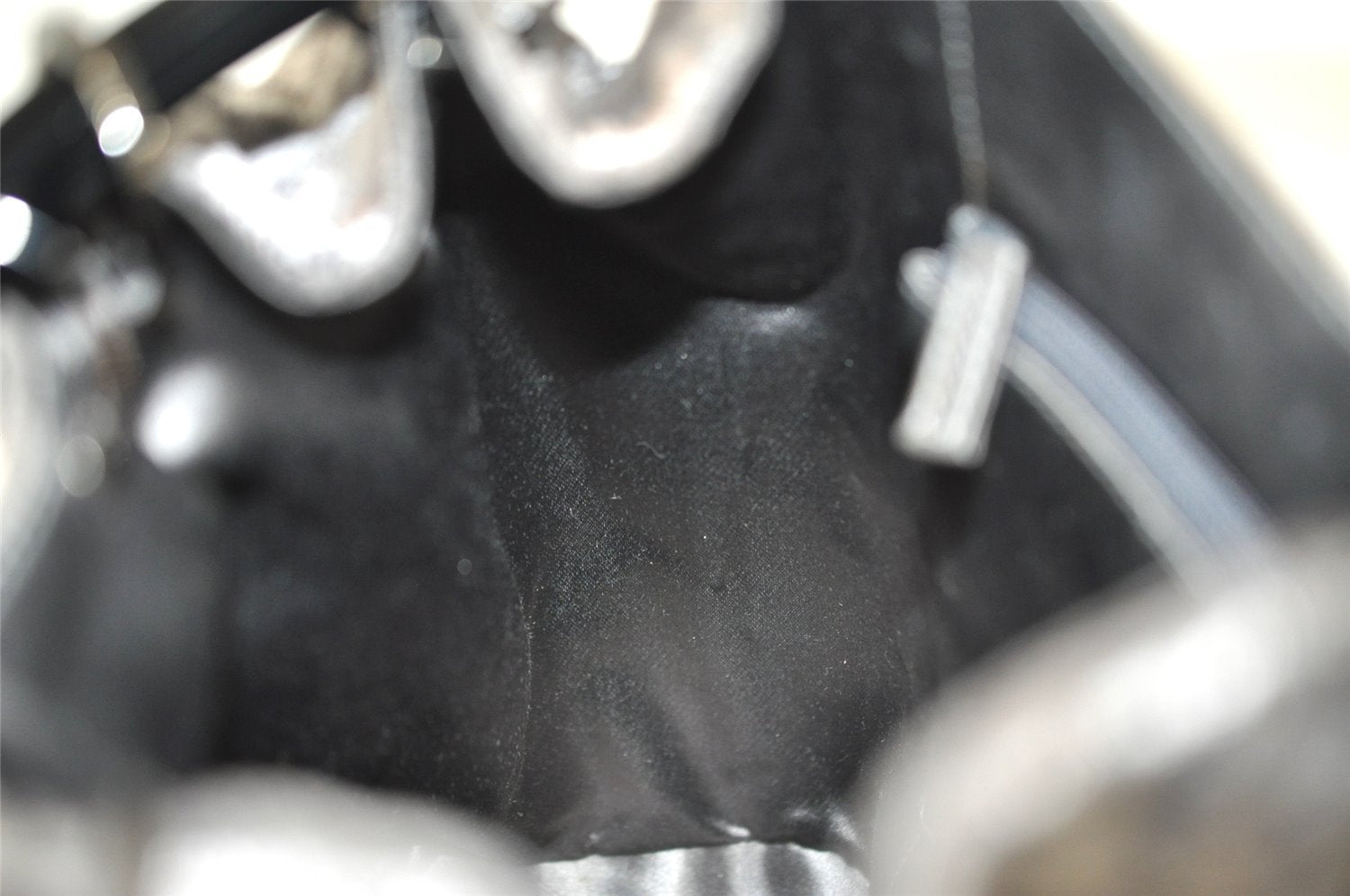 Authentic GUCCI Vintage Plastic Shoulder Hand Bag Velour 0013750 Gray 4853I