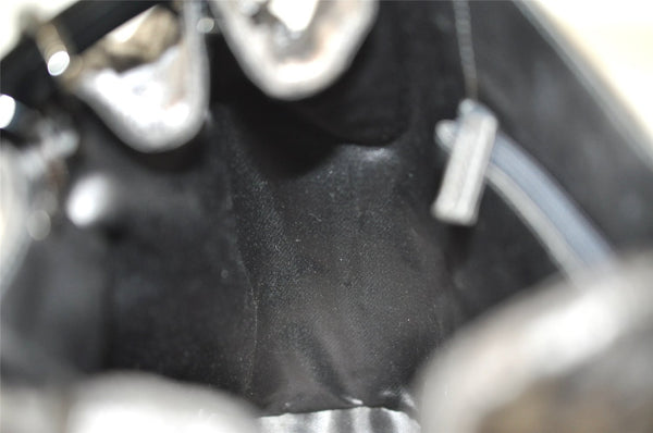 Authentic GUCCI Vintage Plastic Shoulder Hand Bag Velour 0013750 Gray 4853I