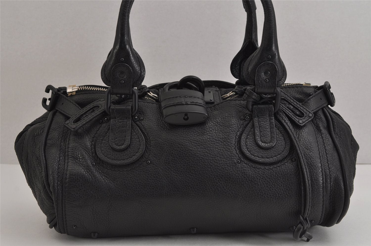 Authentic Chloe Vintage Paddington Leather Shoulder Hand Bag Black 4855J