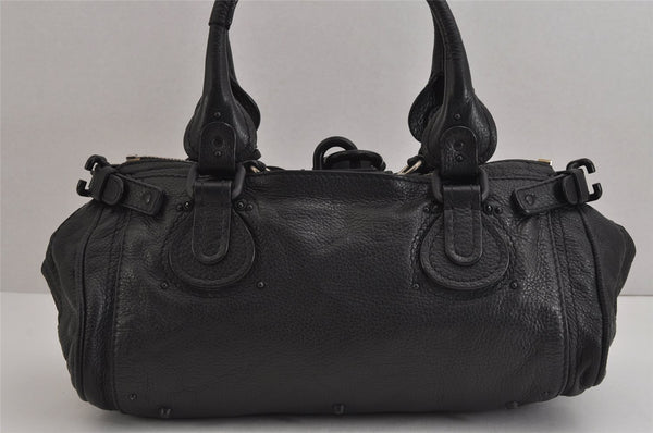 Authentic Chloe Vintage Paddington Leather Shoulder Hand Bag Black 4855J