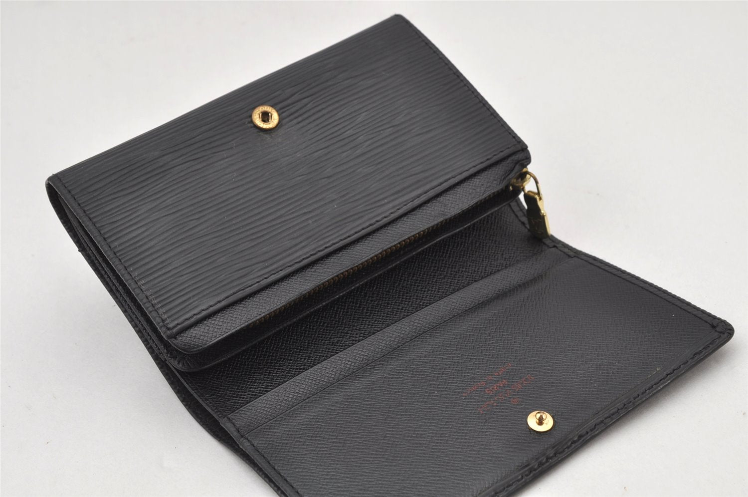 Auth Louis Vuitton Epi Porte Monnaie Billets Tresor Wallet Black M63502 LV 4855K