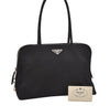 Authentic PRADA NEW TESSUTO SPO Nylon Leather Shoulder Tote Bag Black 4856J