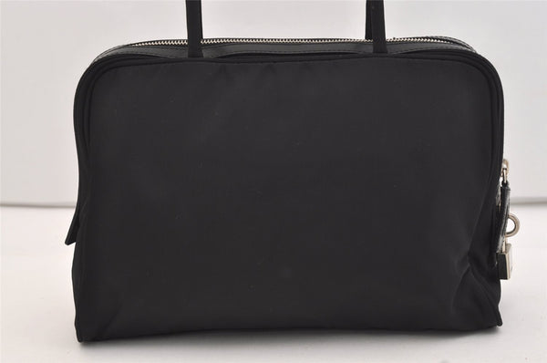 Authentic PRADA NEW TESSUTO SPO Nylon Leather Shoulder Tote Bag Black 4856J