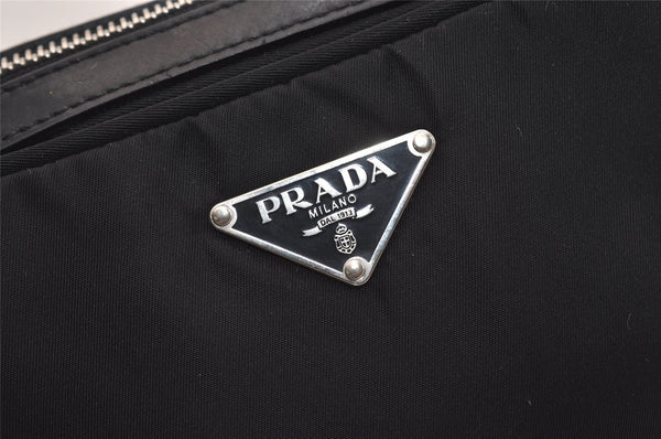 Authentic PRADA NEW TESSUTO SPO Nylon Leather Shoulder Tote Bag Black 4856J