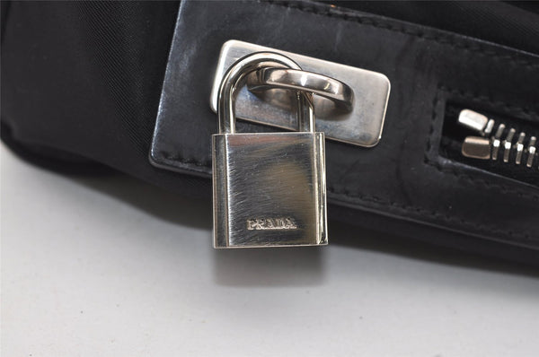 Authentic PRADA NEW TESSUTO SPO Nylon Leather Shoulder Tote Bag Black 4856J