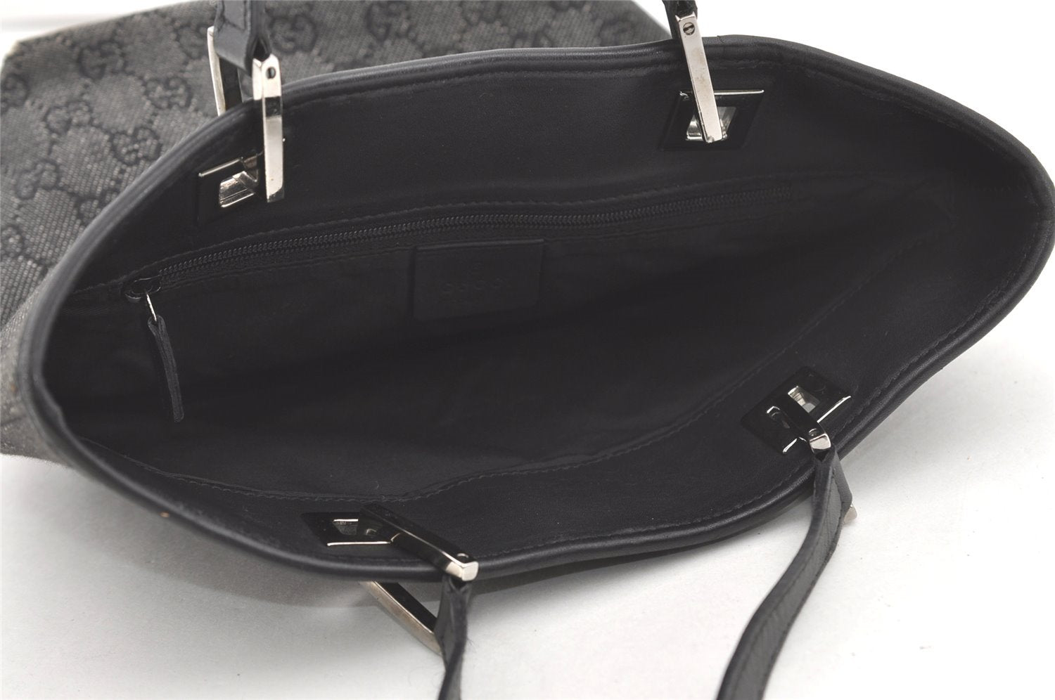 Authentic GUCCI Shoulder Tote Bag Purse GG Canvas Leather 31244 Black 4857I