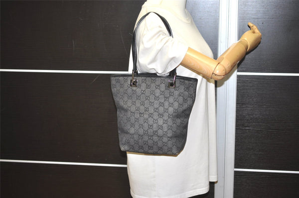 Authentic GUCCI Shoulder Tote Bag Purse GG Canvas Leather 31244 Black 4857I