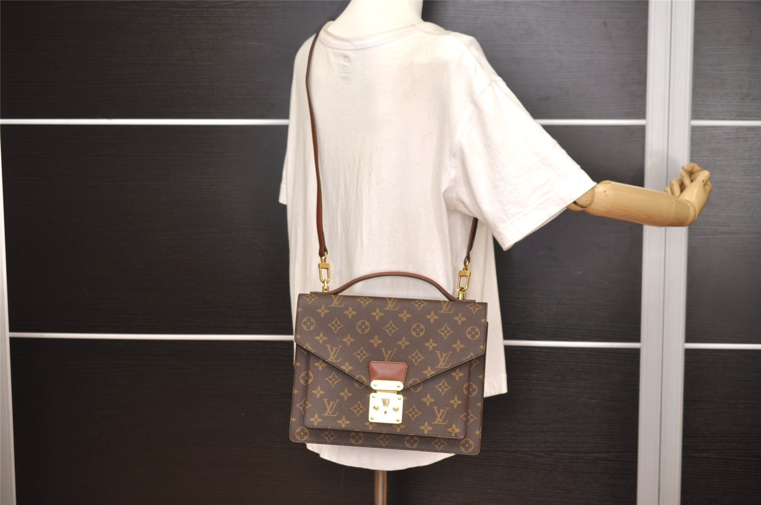 Authentic Louis Vuitton Monogram Monceau 2Way Shoulder Hand Bag M51185 LV 4858J