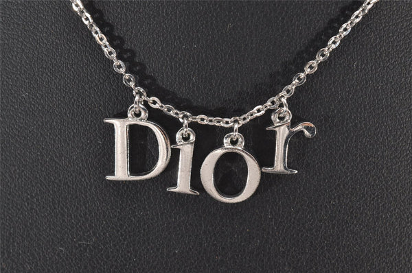 Authentic Christian Dior Silver Tone Chain Pendant Necklace CD 4859J