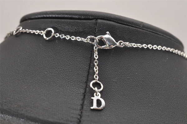 Authentic Christian Dior Silver Tone Chain Pendant Necklace CD 4859J