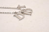 Authentic Christian Dior Silver Tone Chain Pendant Necklace CD 4859J