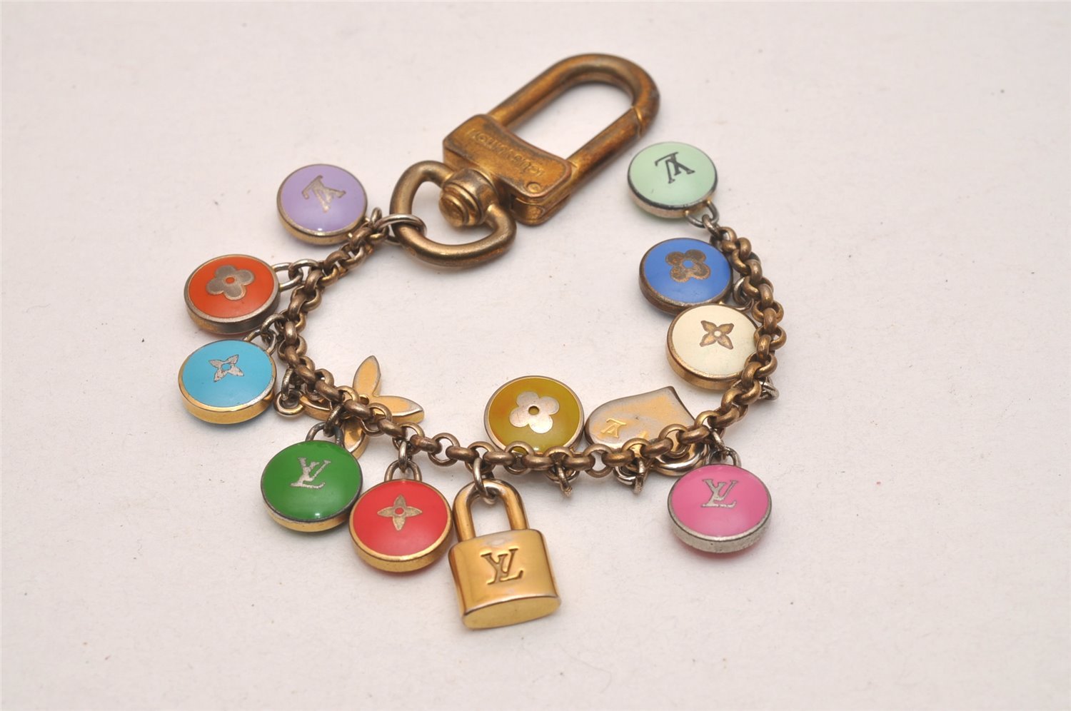 Auth Louis Vuitton Porte Cles Chaine Pastilles Bag Charm Multicolor Junk 4861J