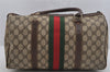 Authentic GUCCI Web Sherry Line Hand Boston Bag GG PVC Leather Brown Junk 4862J