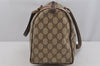 Authentic GUCCI Web Sherry Line Hand Boston Bag GG PVC Leather Brown Junk 4862J