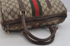 Authentic GUCCI Web Sherry Line Hand Boston Bag GG PVC Leather Brown Junk 4862J