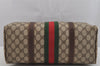 Authentic GUCCI Web Sherry Line Hand Boston Bag GG PVC Leather Brown Junk 4862J