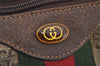 Authentic GUCCI Web Sherry Line Hand Boston Bag GG PVC Leather Brown Junk 4862J