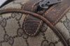 Authentic GUCCI Web Sherry Line Hand Boston Bag GG PVC Leather Brown Junk 4862J