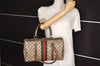 Authentic GUCCI Web Sherry Line Hand Boston Bag GG PVC Leather Brown Junk 4862J
