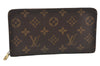 Authentic Louis Vuitton Monogram Porte Monnaie Zip Long Wallet M61727 LV 4862K