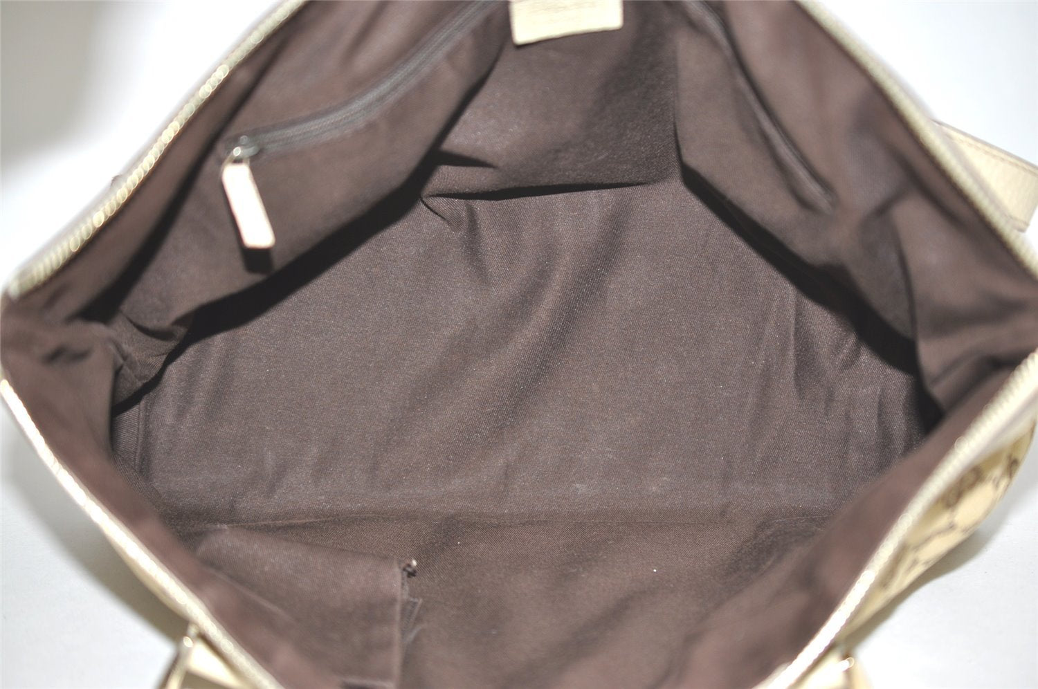 Authentic GUCCI Abbey Shoulder Tote Bag GG Canvas Leather 141470 Brown 4867I