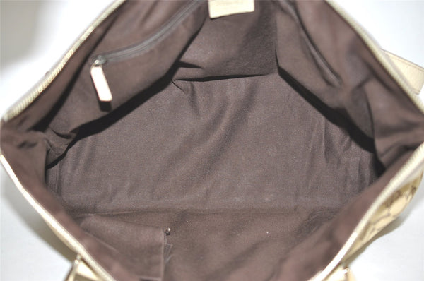 Authentic GUCCI Abbey Shoulder Tote Bag GG Canvas Leather 141470 Brown 4867I